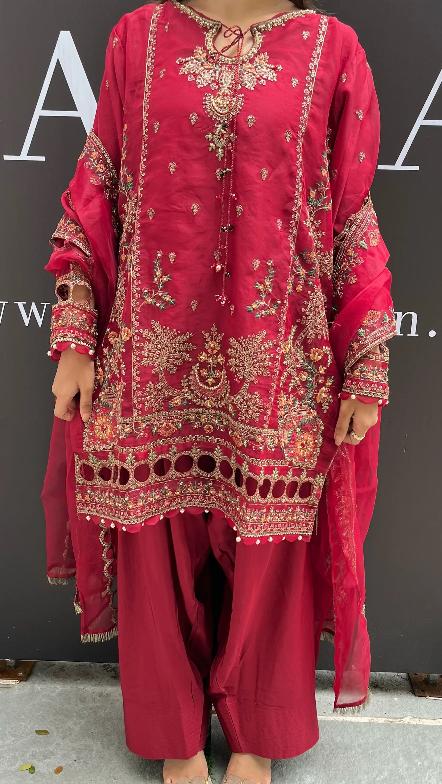 Crimson Handworked Pakistani Festive Suit