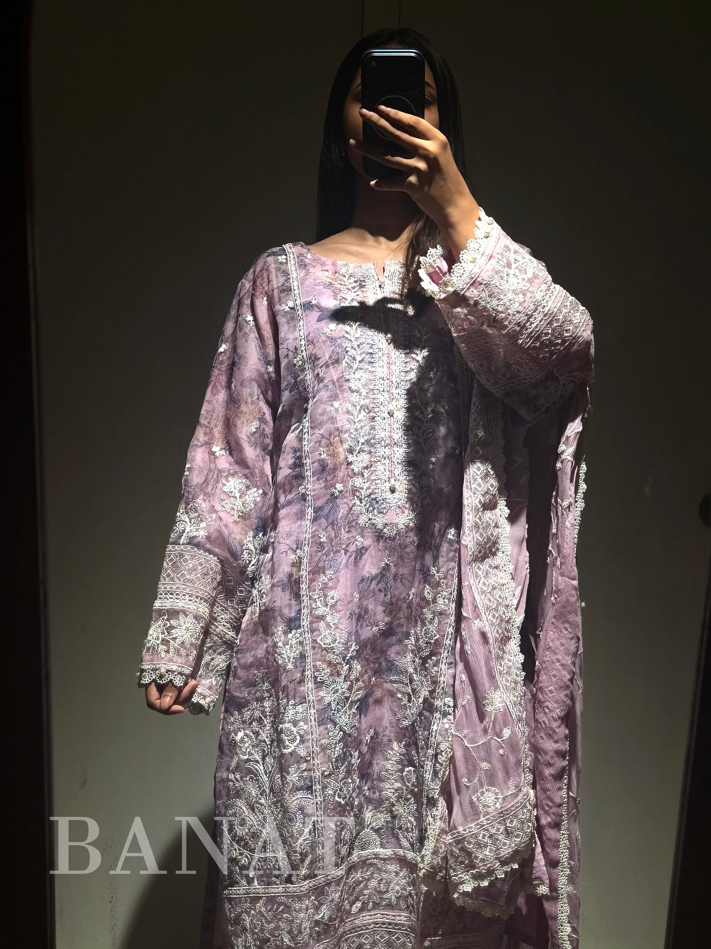 Ethereal Lavender Floral Embroidered Ensemble