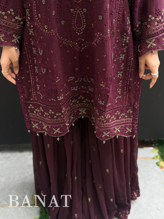 Royal Plum Luxury Party sharara Wear