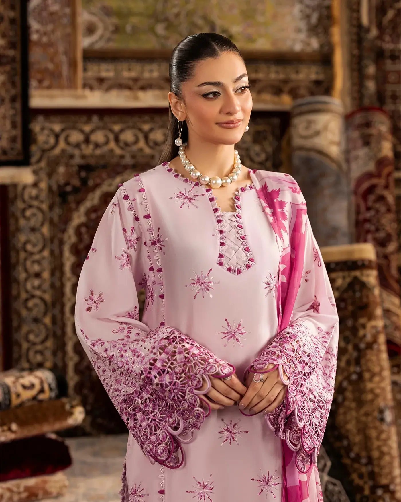 Rose Aura – Summer Luxury Pakistani Embroidered Lawn Suit