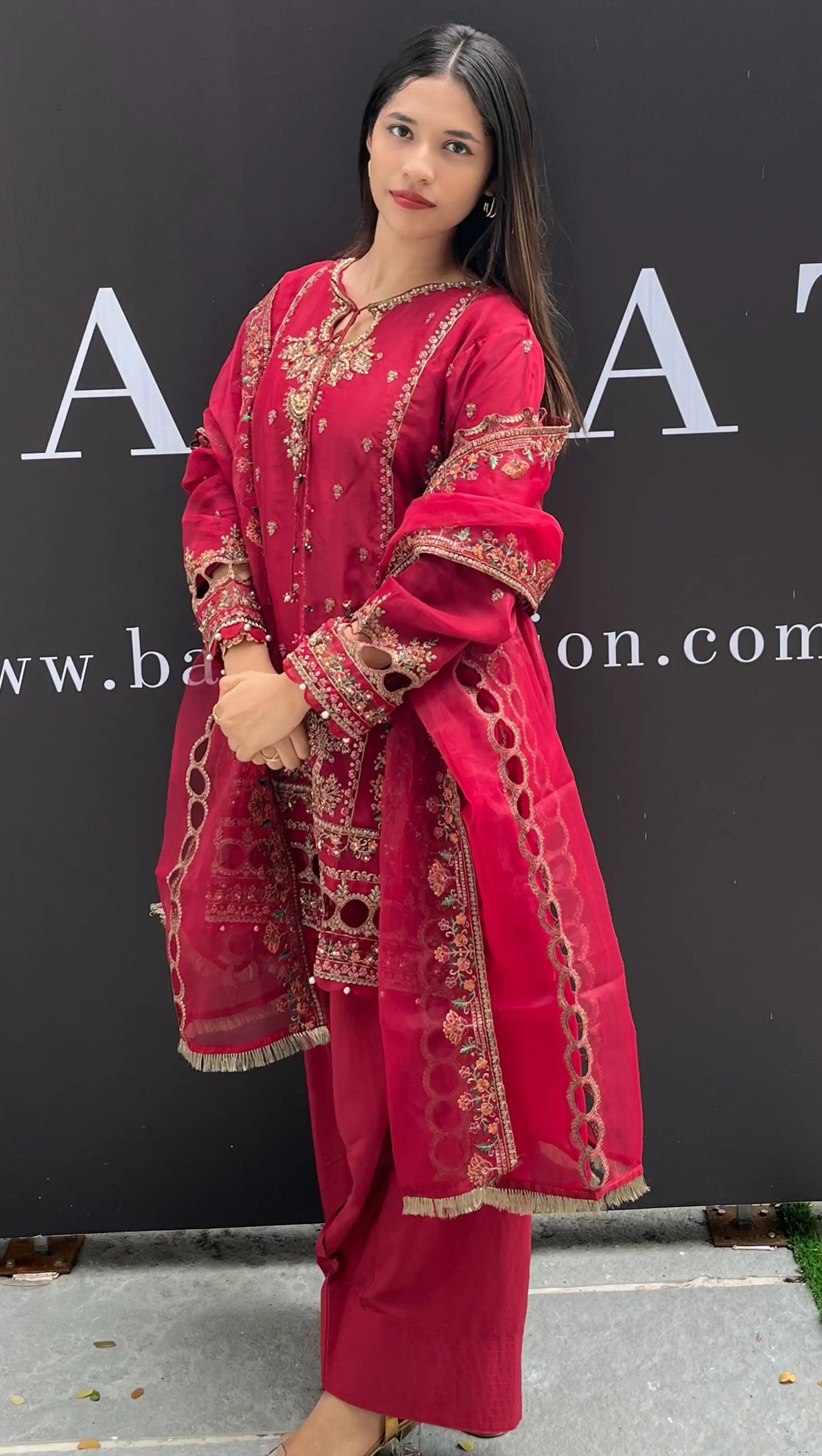 Crimson Handworked Pakistani Festive Suit