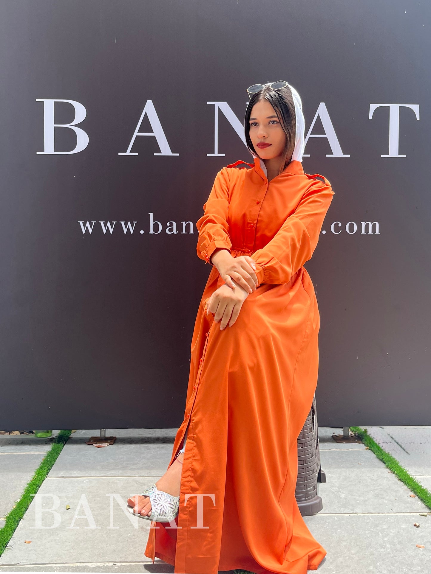 Button-Down Maxi Dress with Classic Collar