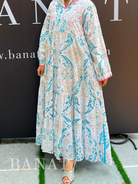 Serene Paisley Tiered Maxi Dress