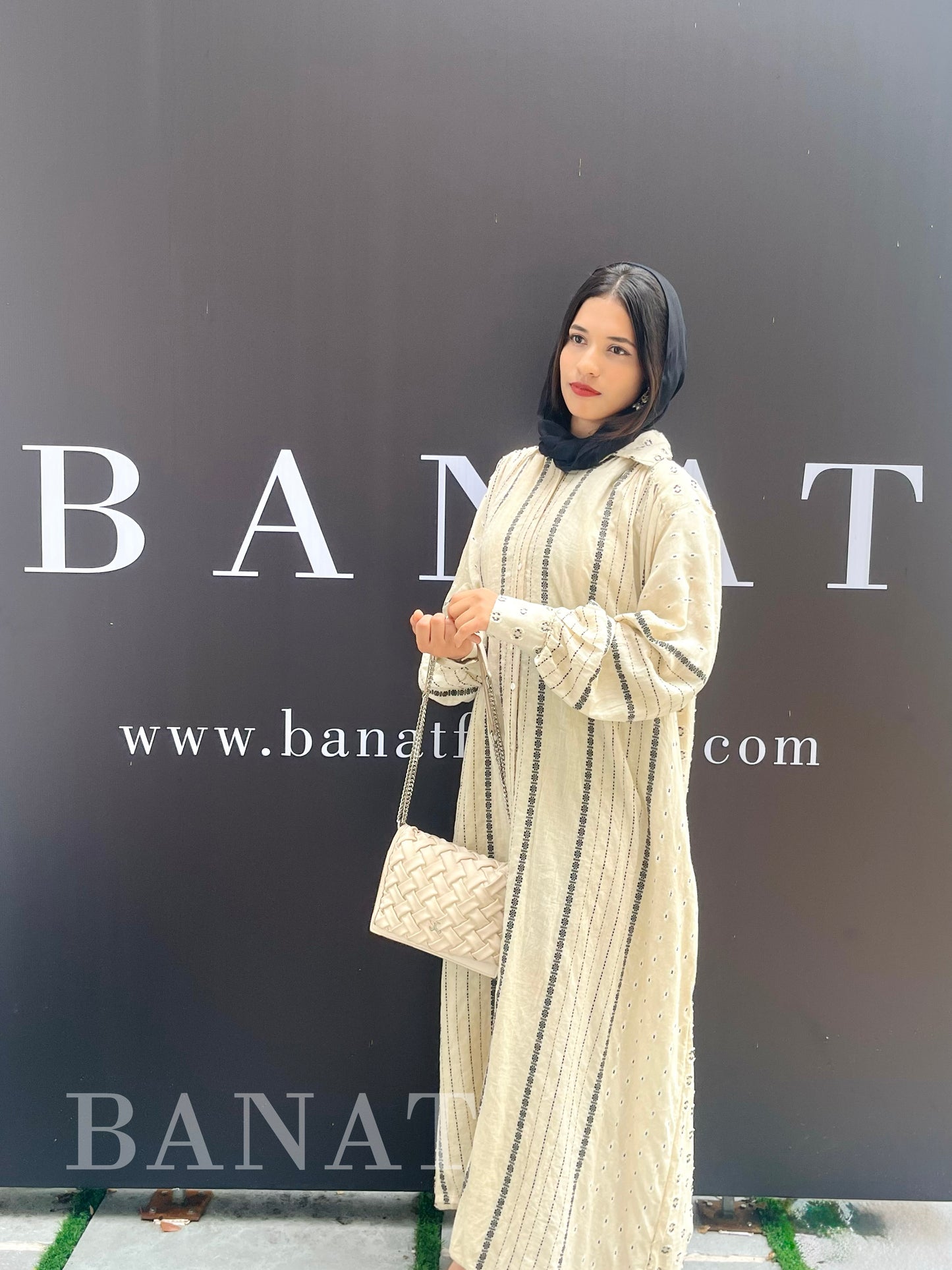 Textured Stripe Linen Abaya or long dress