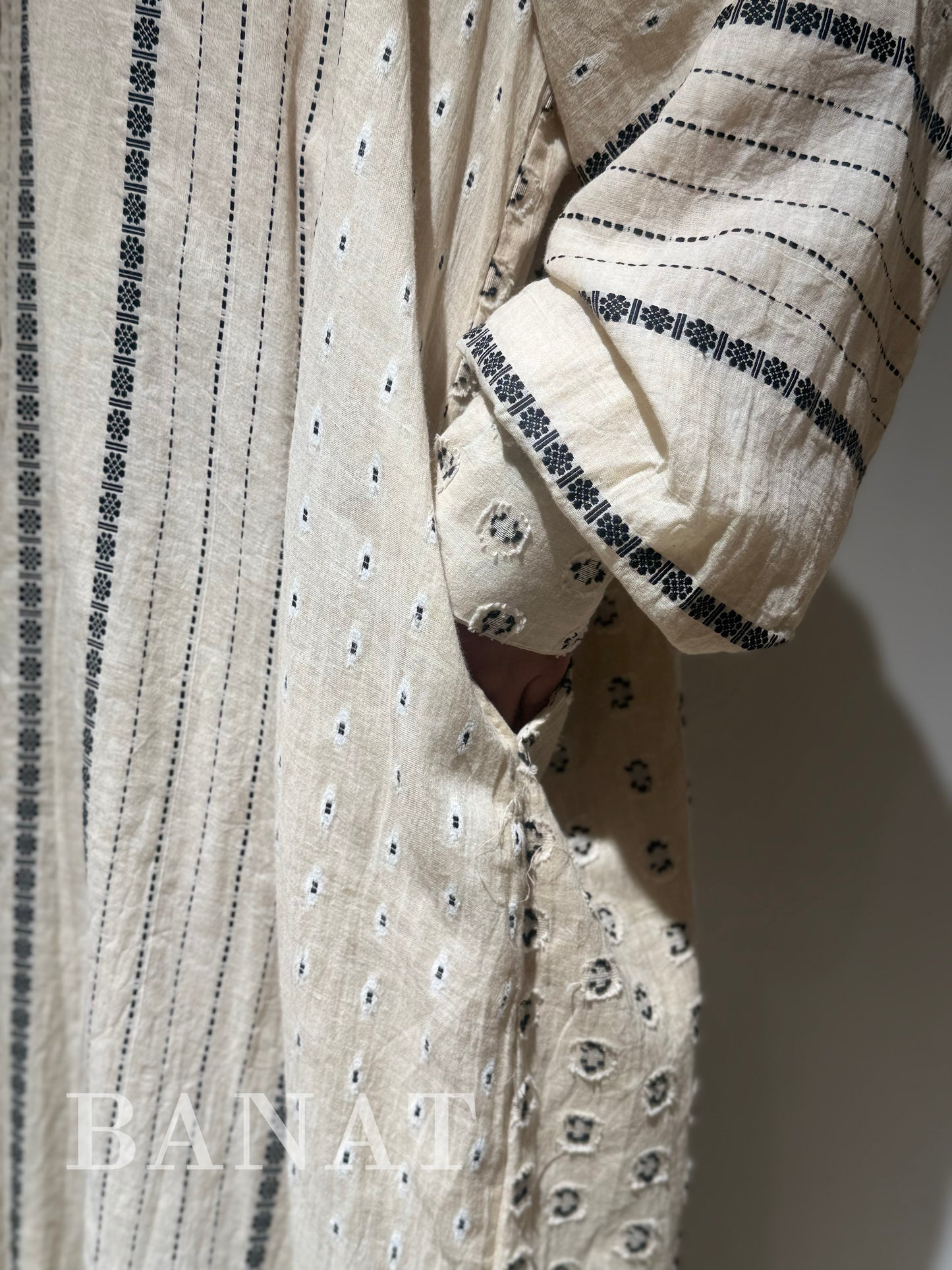 Textured Stripe Linen Abaya or long dress