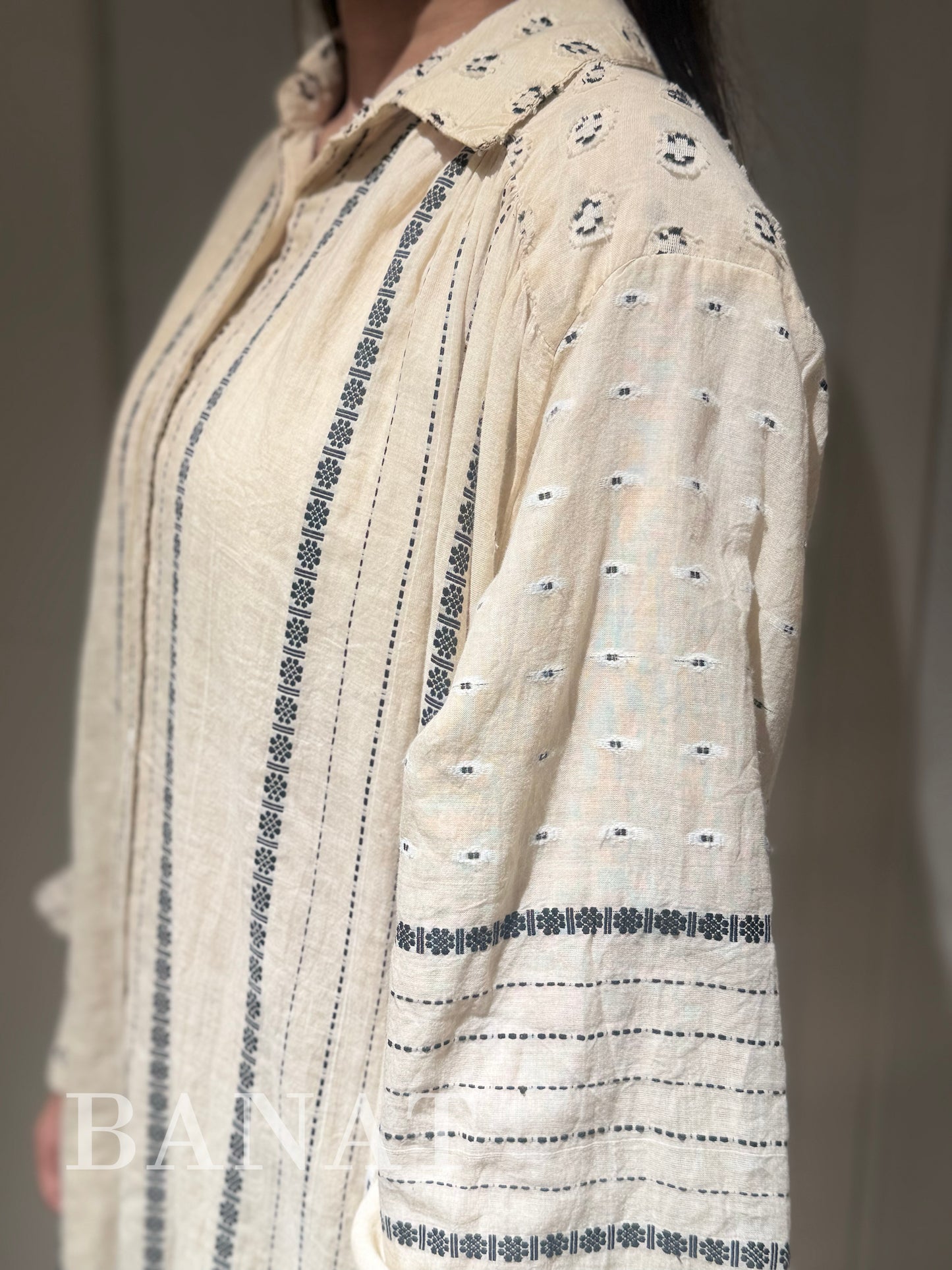 Textured Stripe Linen Abaya or long dress