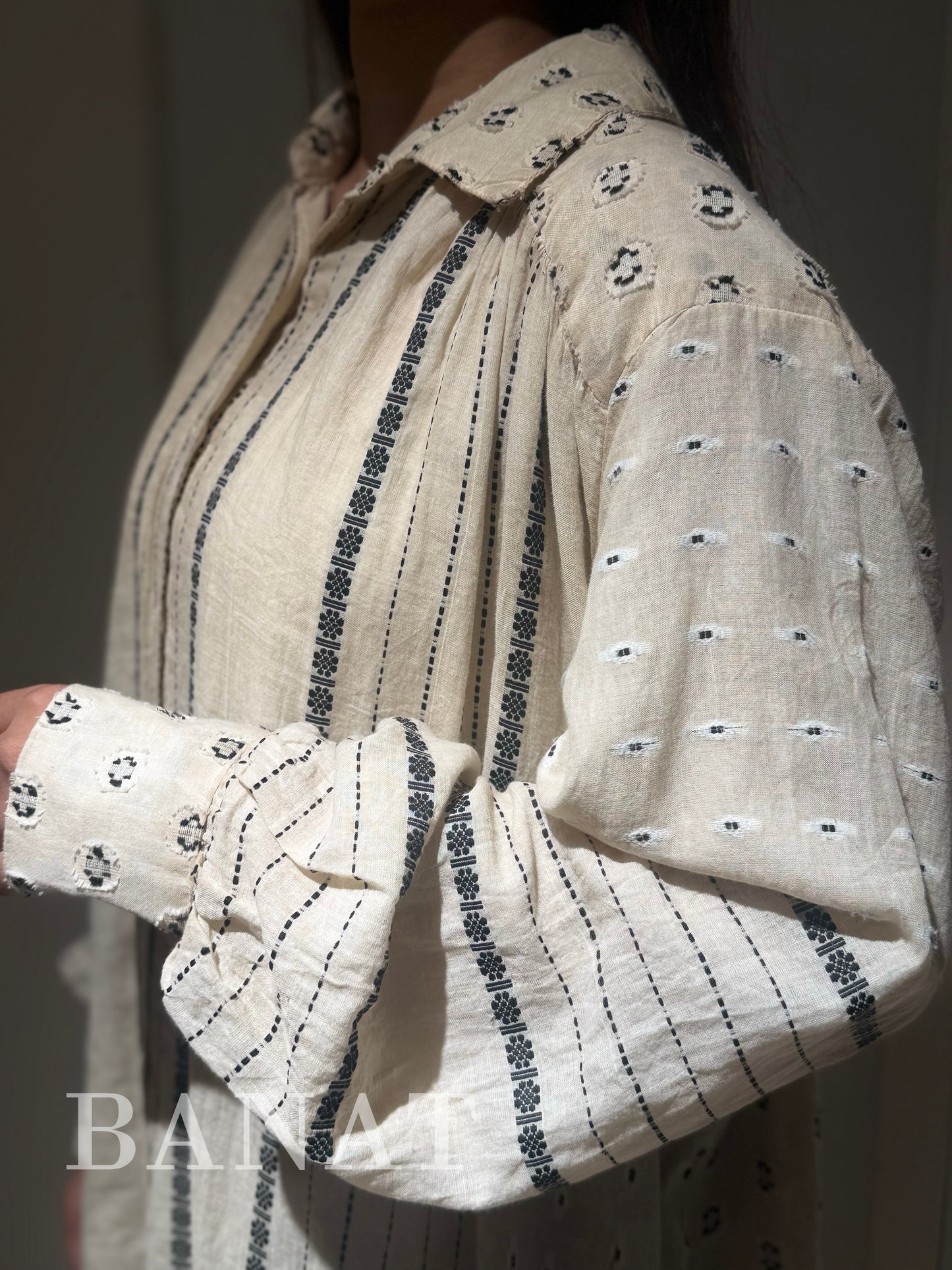 Textured Stripe Linen Abaya or long dress