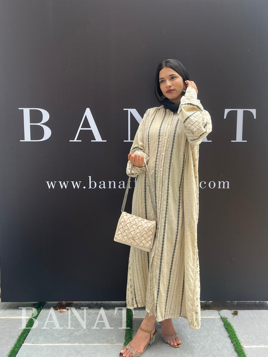 Textured Stripe Linen Abaya or long dress