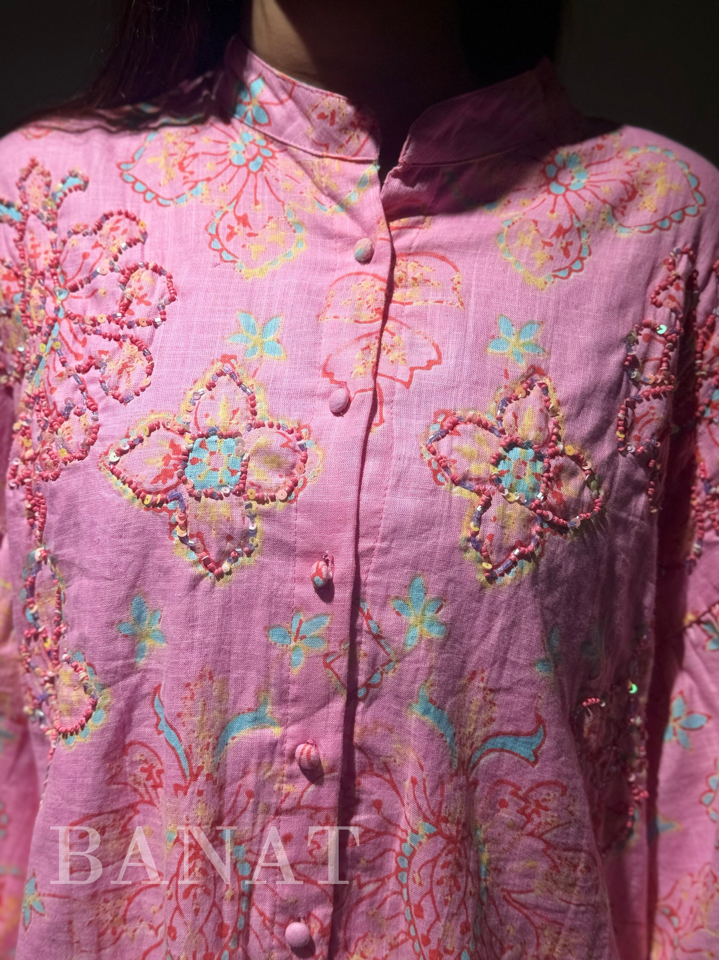 Pink Floral Tiered Co-ord Set with Bell Sleeves