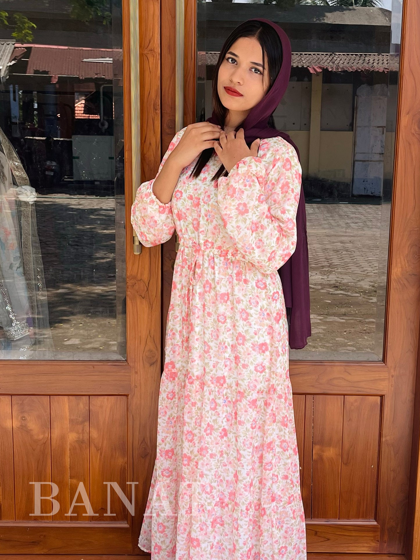 Elegant Floral Chiffon Tiered Maxi Dress