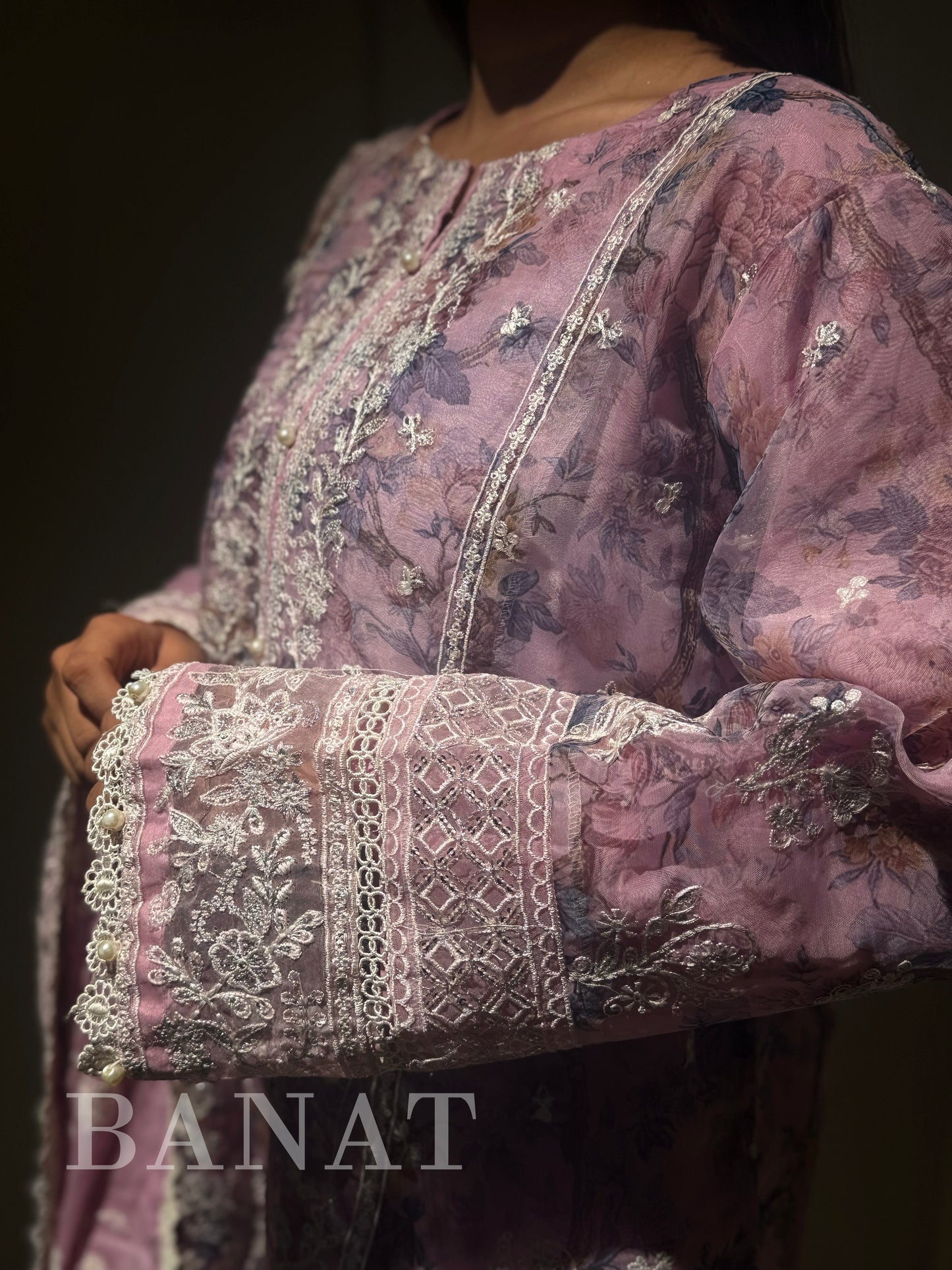 Ethereal Lavender Floral Embroidered Ensemble