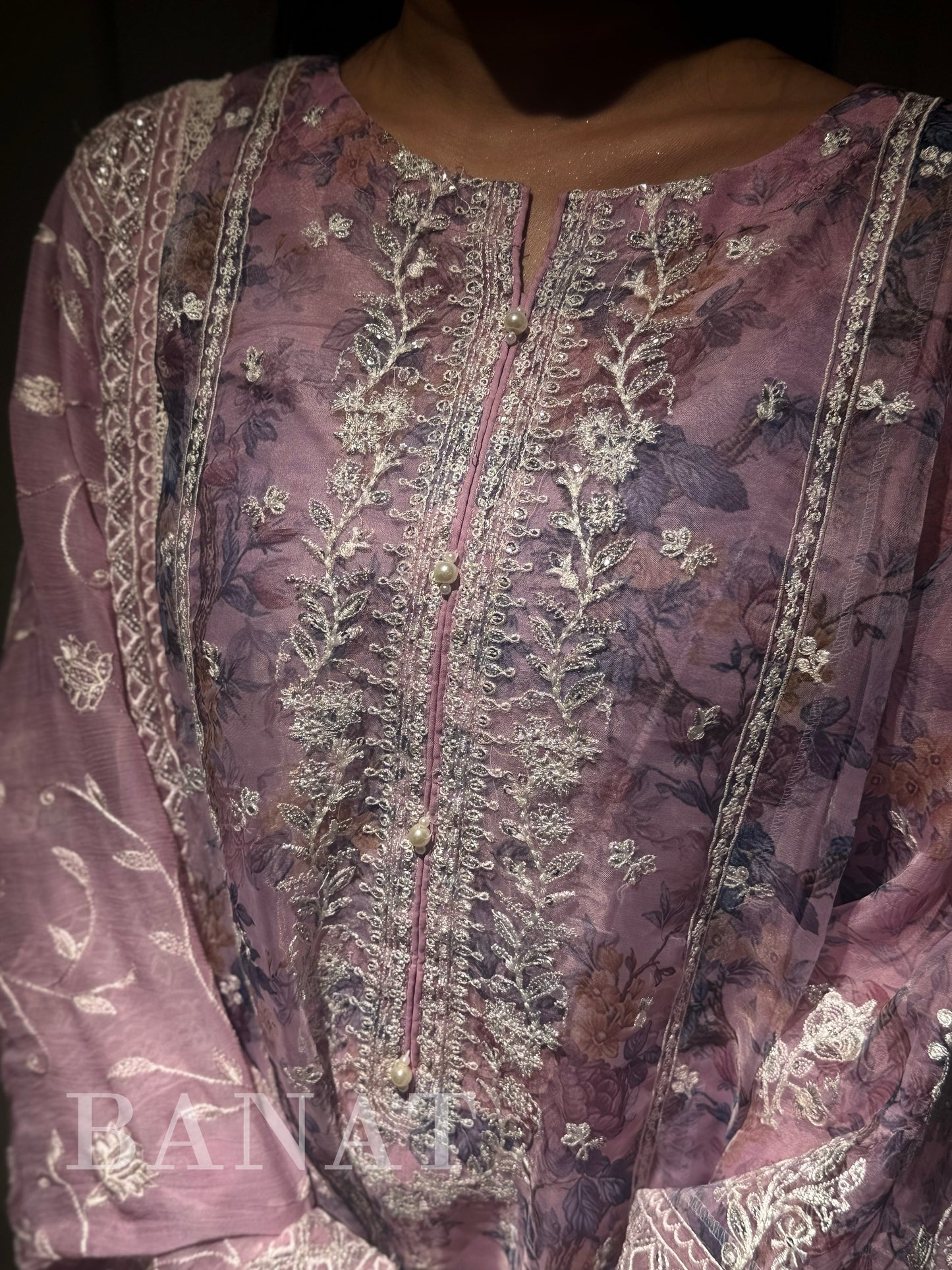 Ethereal Lavender Floral Embroidered Ensemble