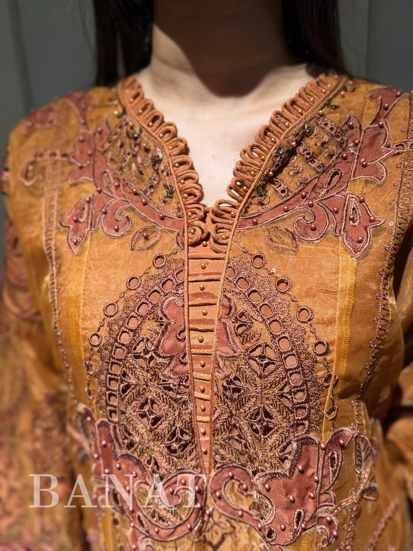 Amber & Espresso Embroidered Luxury Lawn Ensemble