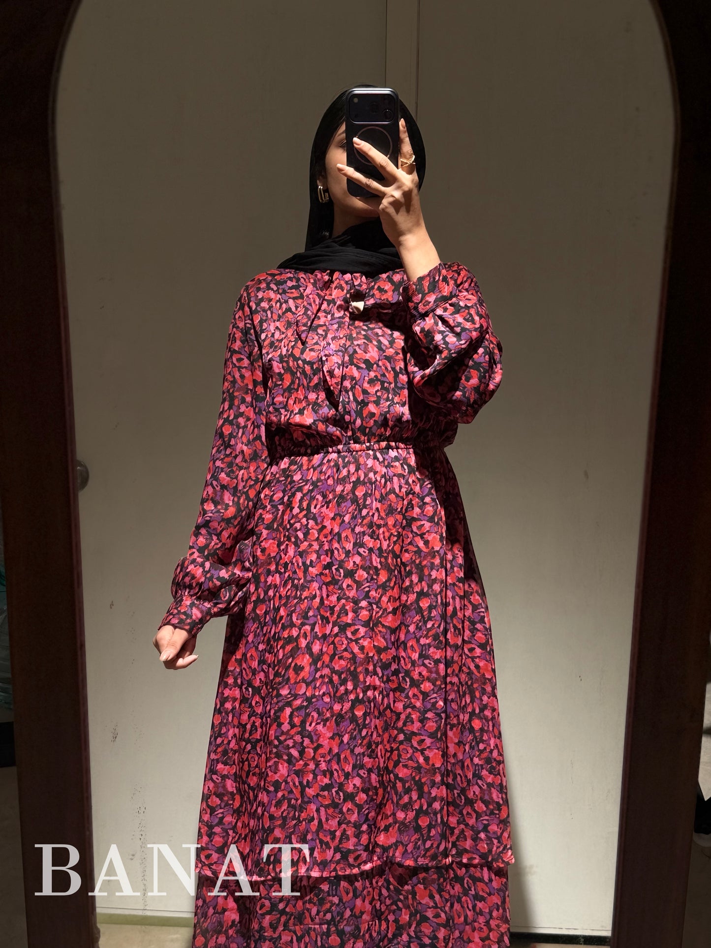 Ruby Noir Printed Dress