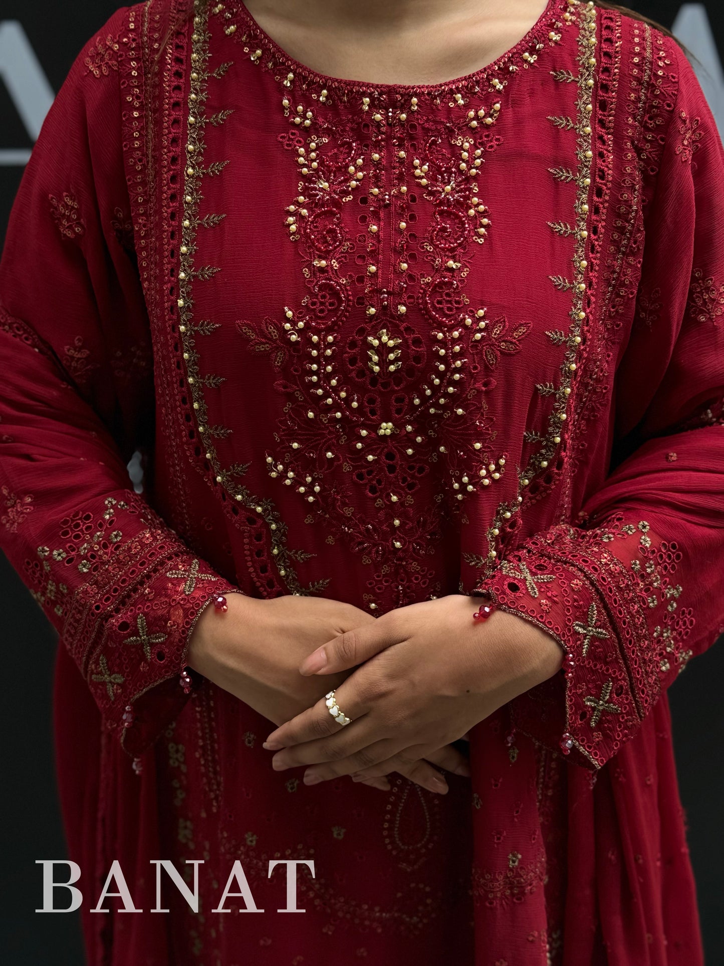 Noor Crimson Luxury Sharara