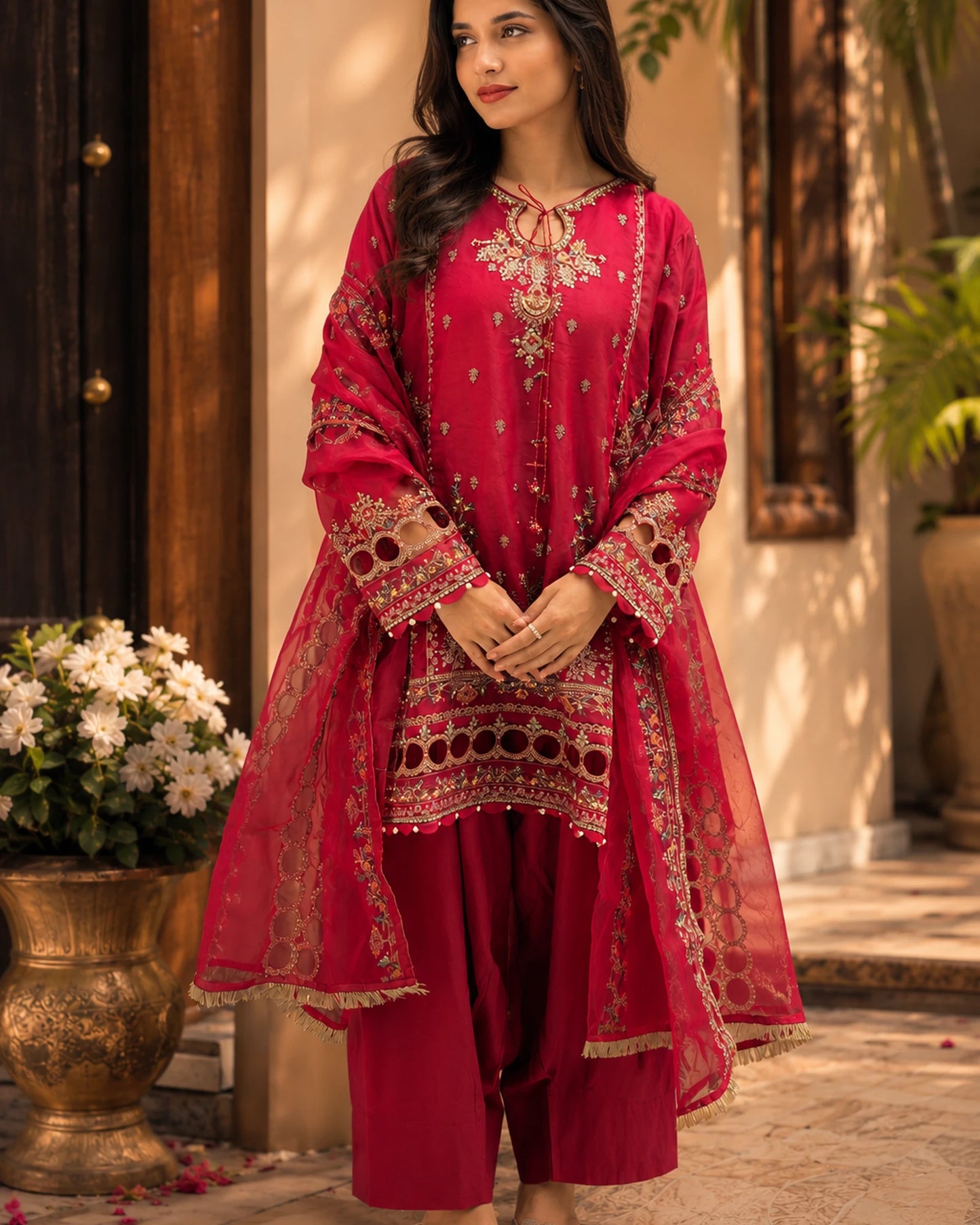Crimson Handworked Pakistani Festive Suit
