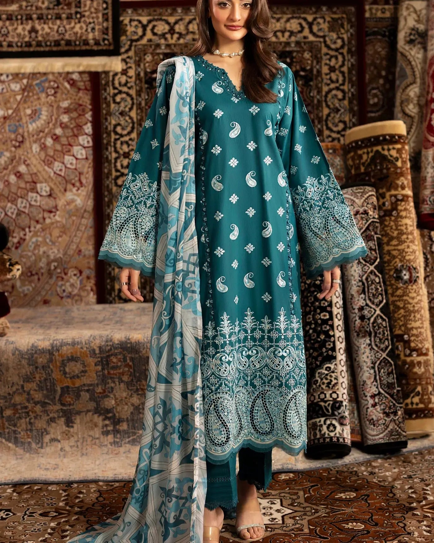 Azure Regal – Summer Luxury Pakistani Embroidered Lawn Suit