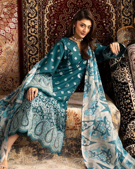 Azure Regal – Summer Luxury Pakistani Embroidered Lawn Suit