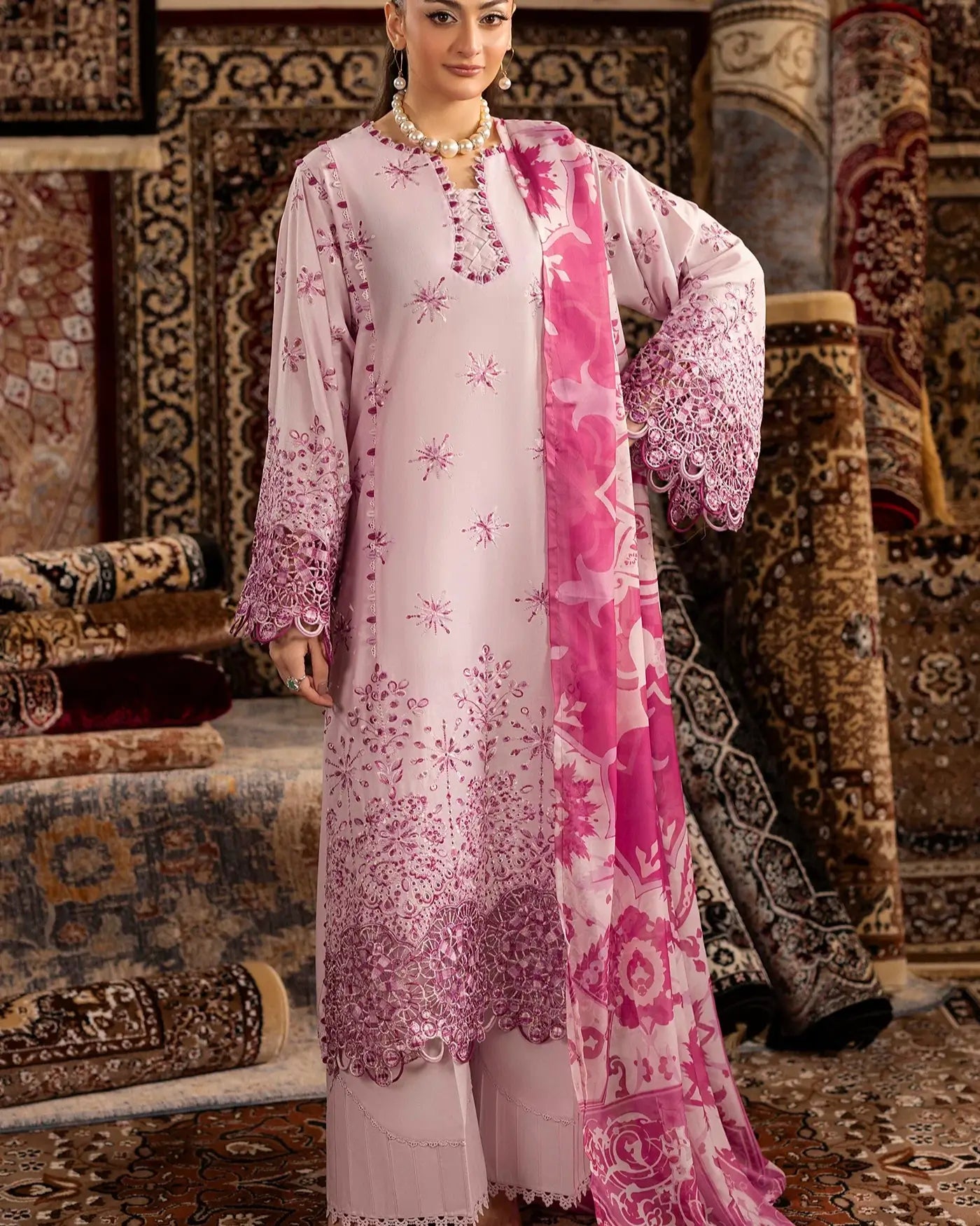 Rose Aura – Summer Luxury Pakistani Embroidered Lawn Suit